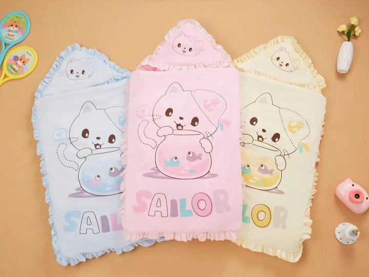 Sailor Cat Baby Blanket – Soft Newborn Swaddle Wrap