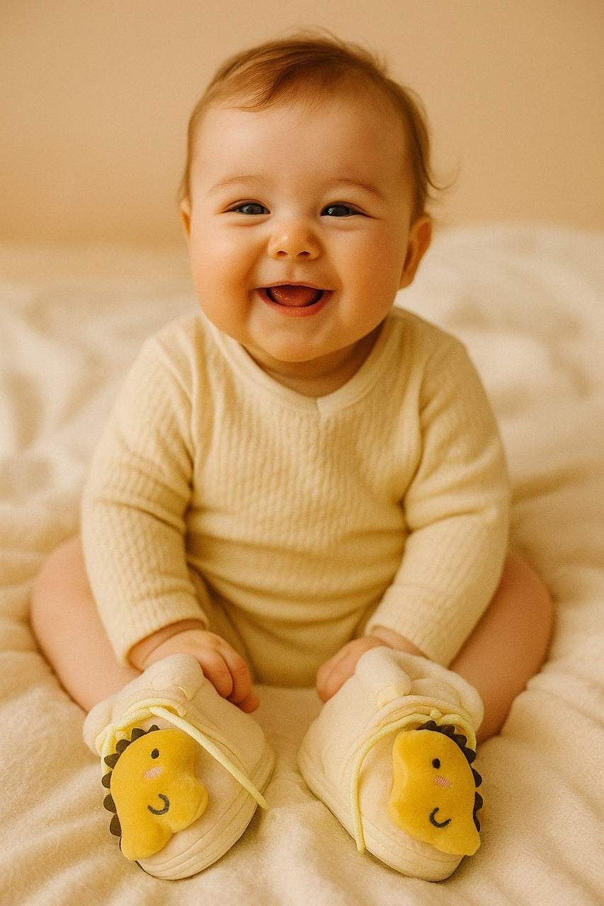 Sunny Yellow Baby Booties – Soft Fleece Winter Shoes for Newborns & Toddlers