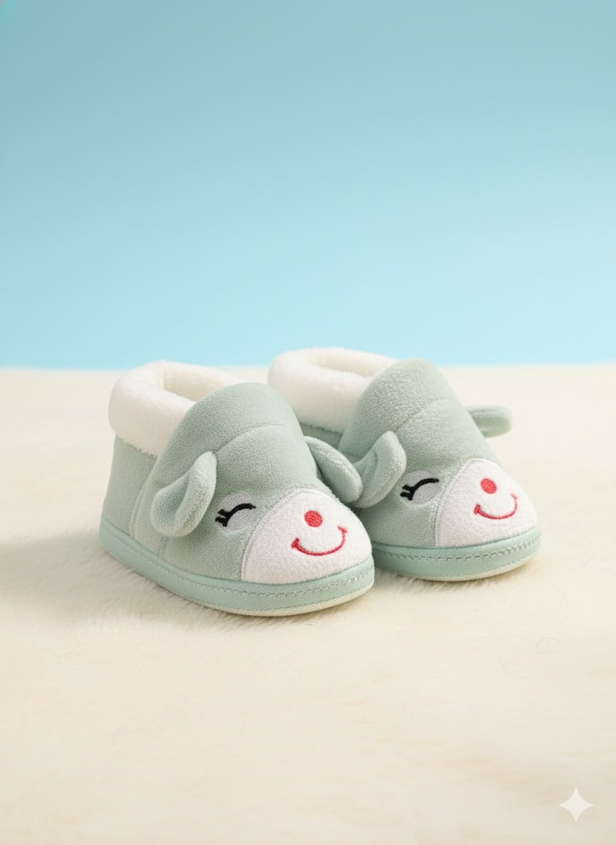 Mint Green Baby Booties – Soft Plush Shoes for New born Comfort