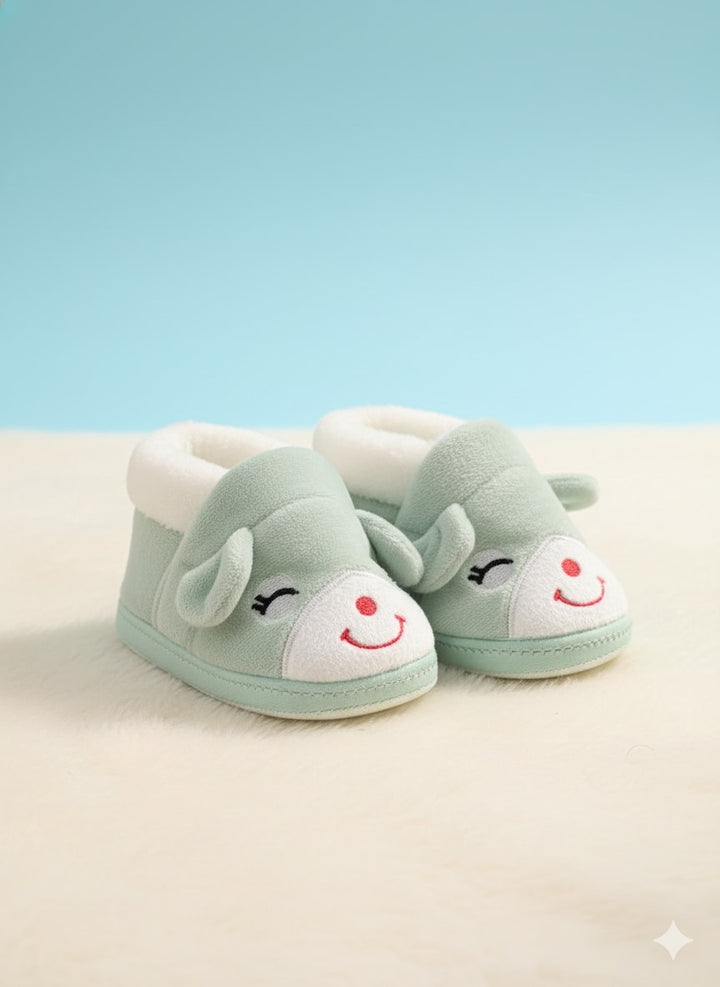 Mint Green Baby Booties – Soft Plush Shoes for New born Comfort