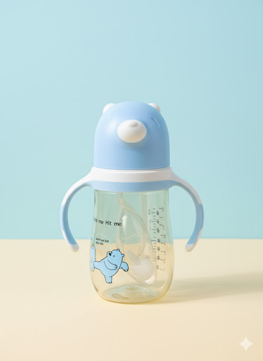 Cute Bear Baby Feeding Bottle – Leak-Proof & Easy-Grip Design BPA free