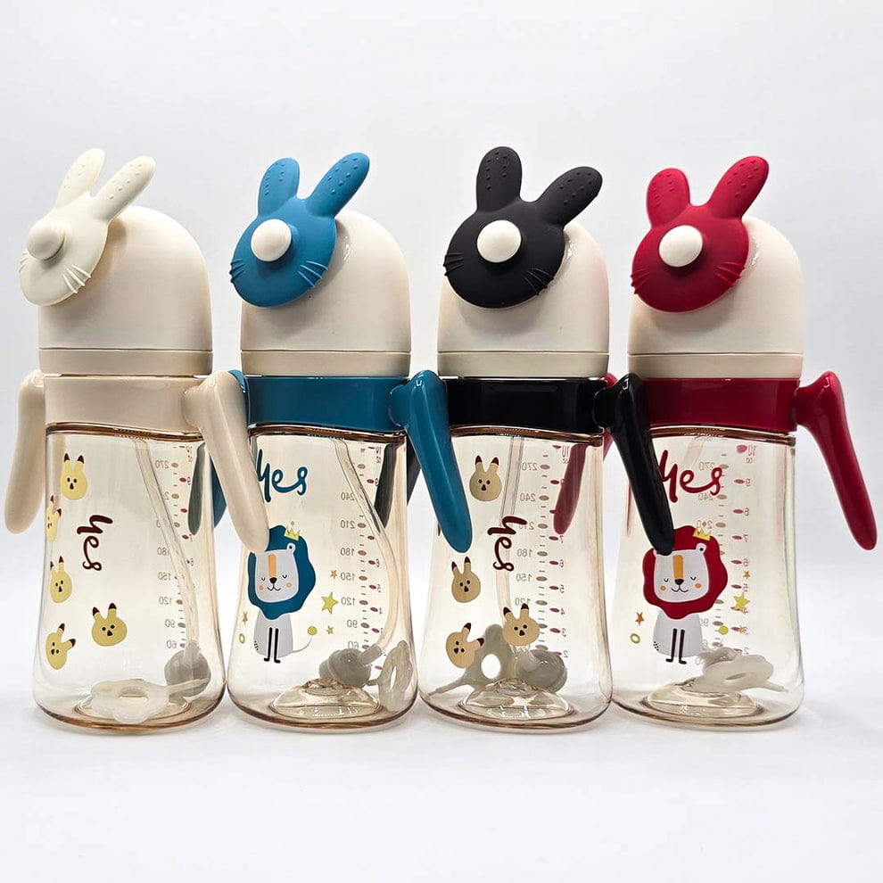 Baby Feeding Bottle with Handles & Cute Bunny Design – Anti-Colic, BPA-Free