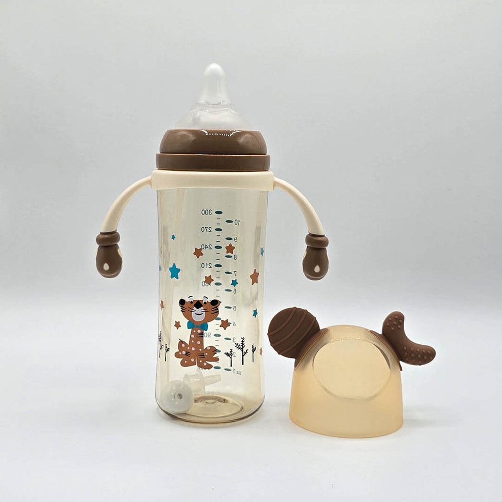 Baby Drinking Straw Bottle with Animal Design & Cute Ears – BPA-Free 300ml