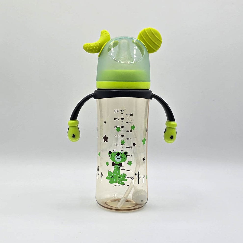 Baby Drinking Straw Bottle with Animal Design & Cute Ears – BPA-Free 300ml