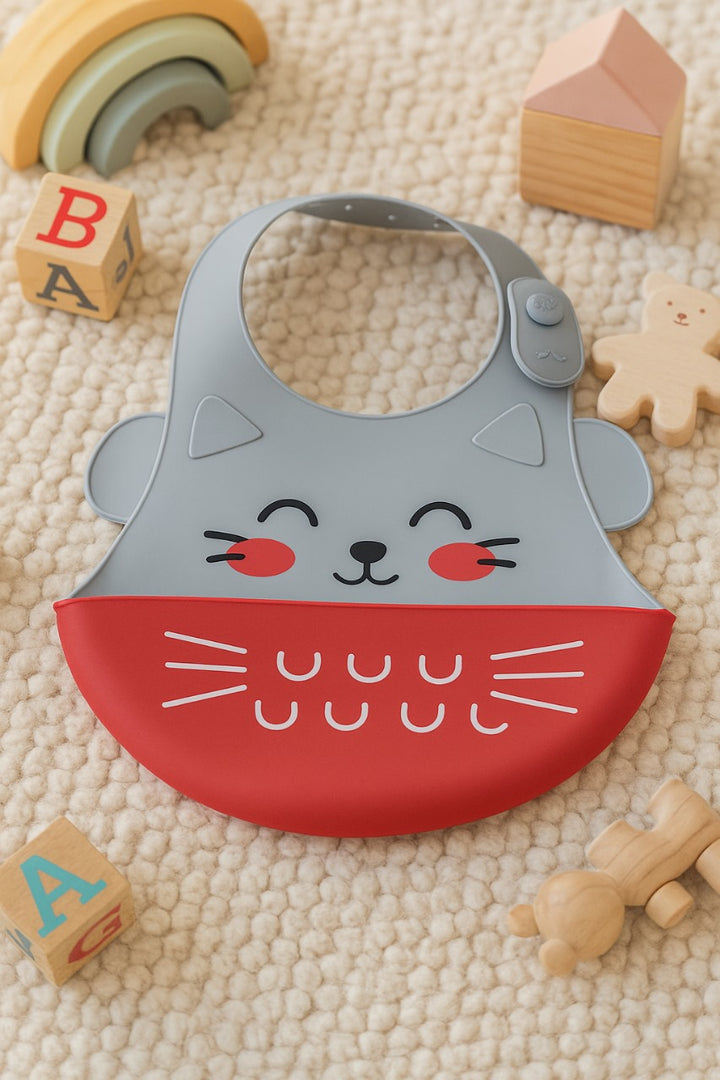 Bear Baby Silicone Bib with Bow – Waterproof & Fun
