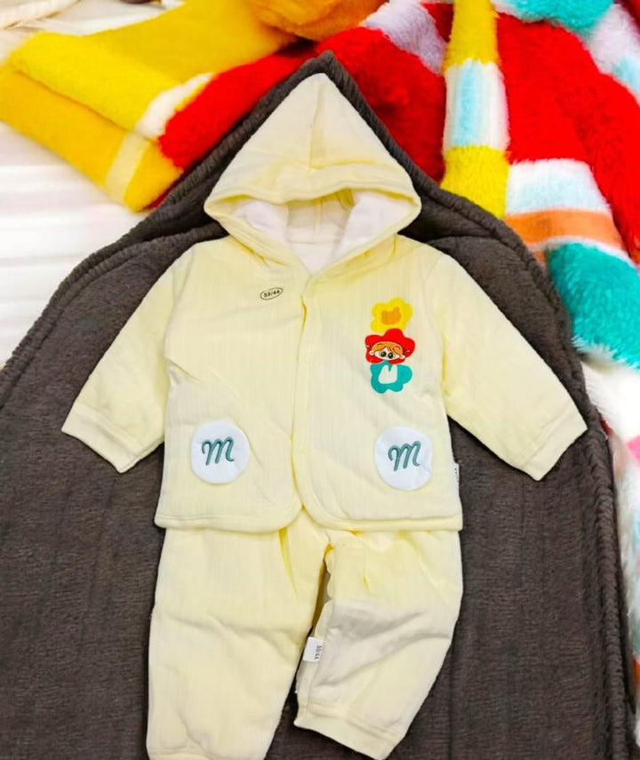 Baby Winter Hooded Suit – Soft Fleece Outfit with Cute Bear Pocket Design