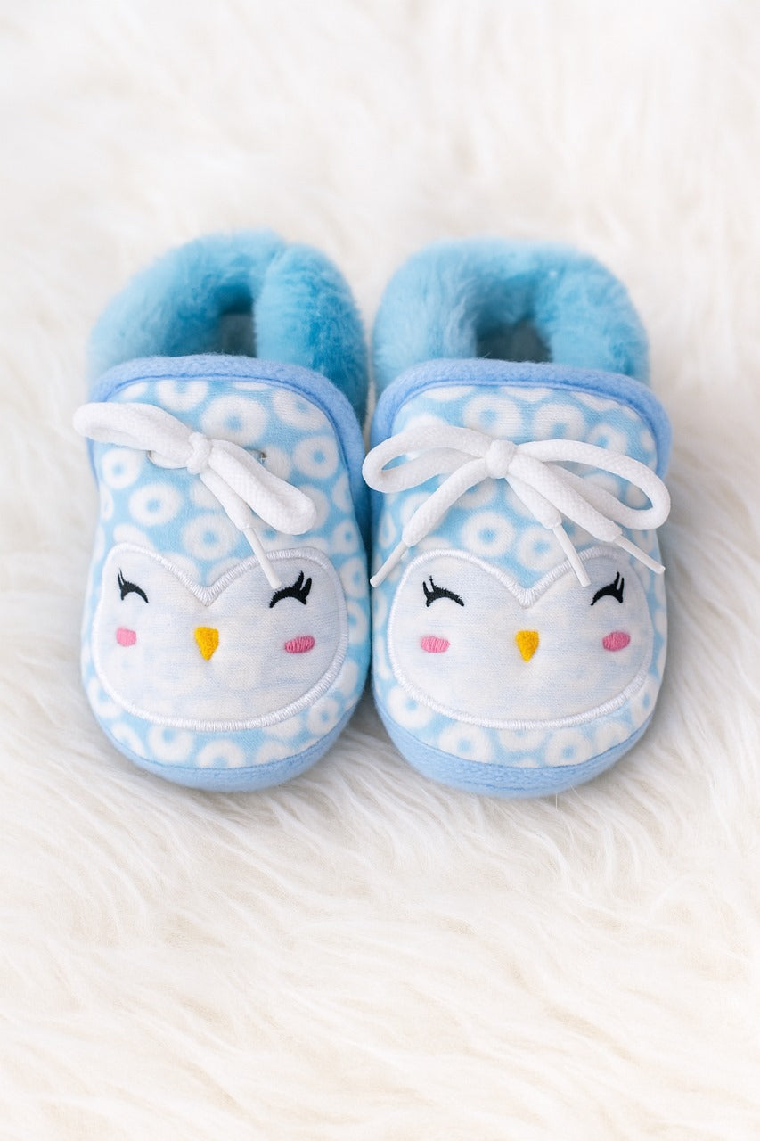 Adorable Blue Owl Baby Booties – Soft Plush Newborn Shoes